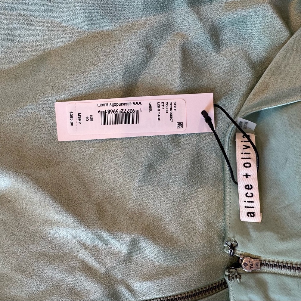 Alice + Olivia Harmony Halter Neck Asymmetric Satin Slip Dress - Size 10 - Picture 5 of 7